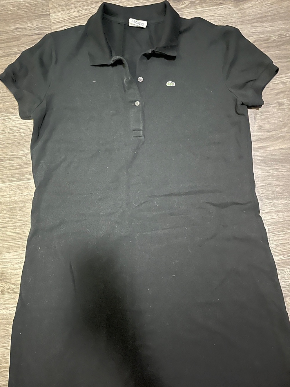 Lacoste dress black alligator on chest mid preppy old money cotton collar